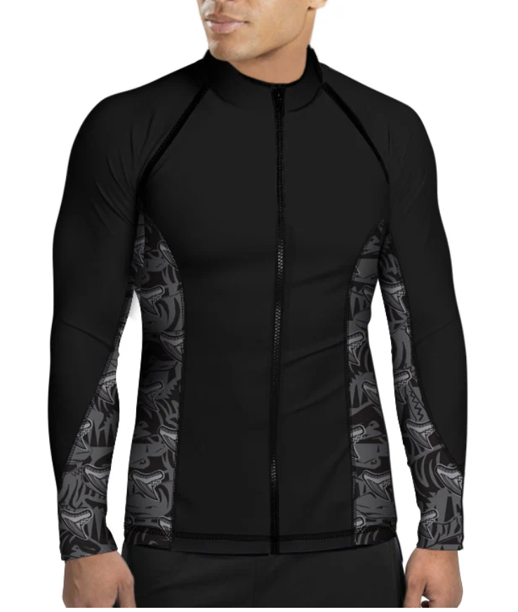 SPACEFISH Mens Tiger Shark Full Zip Rashguard